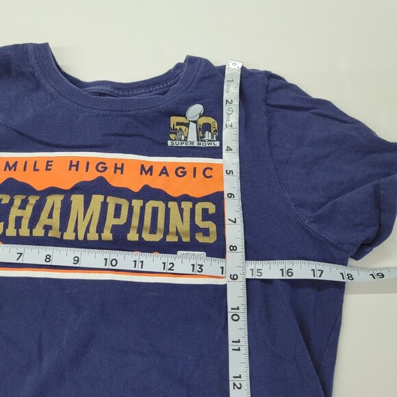 Superbowl 50 Denver Broncos Shirt Womens L (Fits Like M) Blue Nike Athletic Fit‎ - Picture 7 of 12
